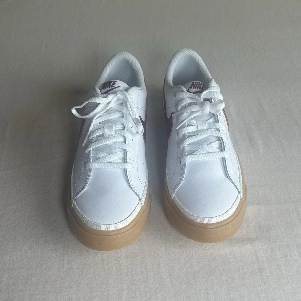 New Nike Court Legacy Big Kids' Shoes (White/Gum Yellow/Team Red) Size 7Y